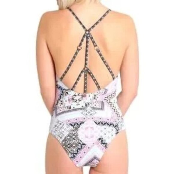 Nanette Lepore Swimsuit 8 Printed One Piece Blue and Purple NWT $155 - Picture 8 of 9